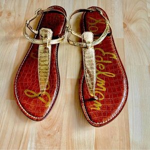 Sam Edelman GIGI THONG SANDAL - Gold leather sandals Size 12